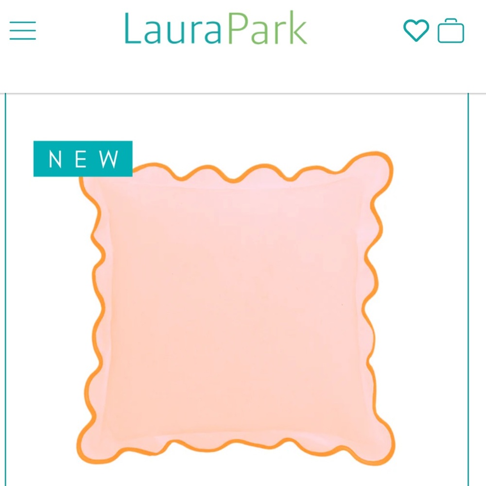 NWT Laura Park Designs Pink Magenta Scalloped Linen Pillow